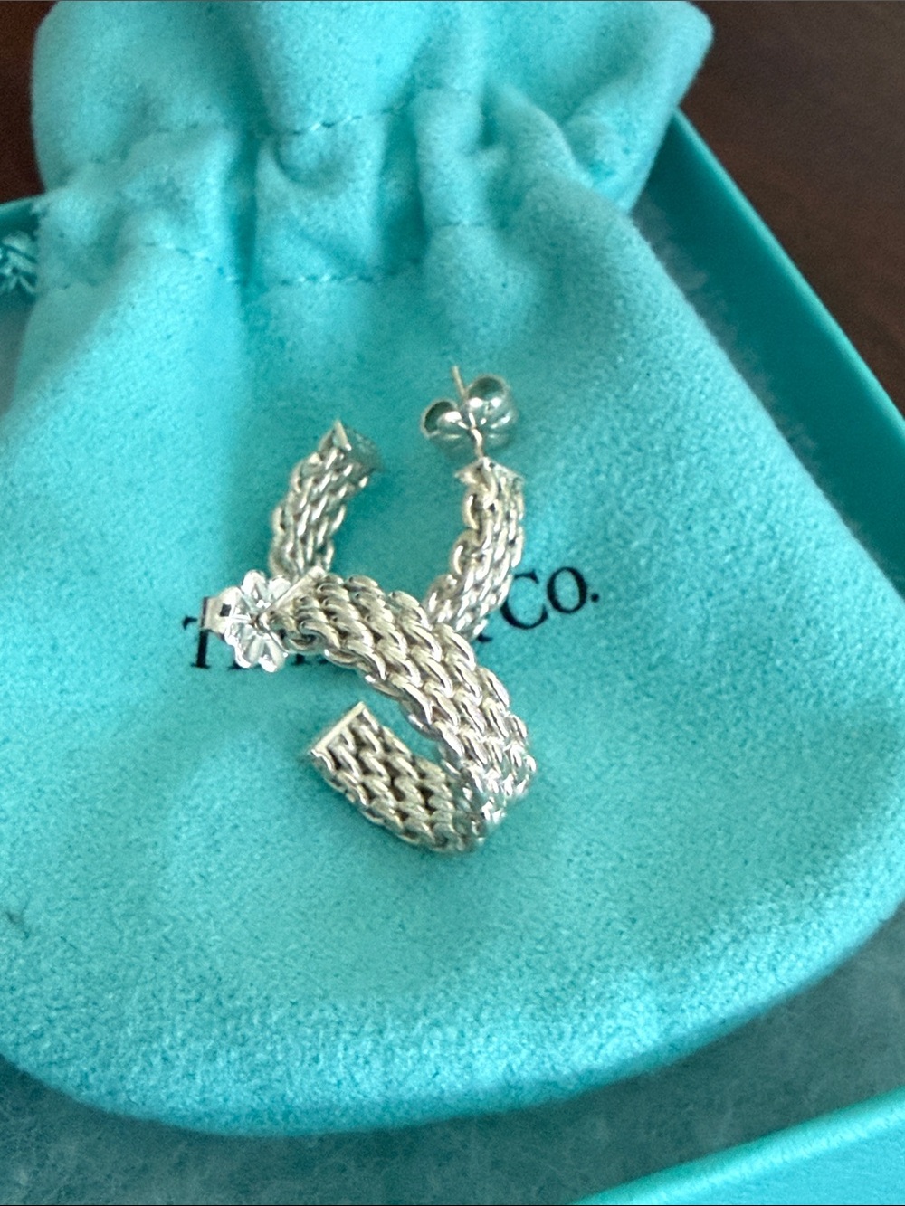 Tiffany & Co. Small Somerset Mesh Hoop Huggie Earrings